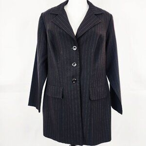 Kathie Lee Black Red Pinstripe Blazer